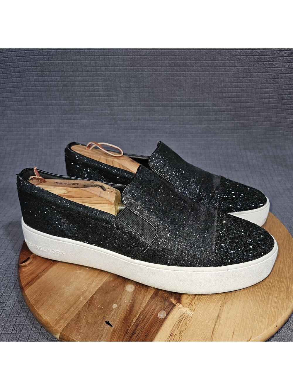 Michael Kors Women's Keaton Glitter Slip On Sneakers Gunmetal Size 10 M